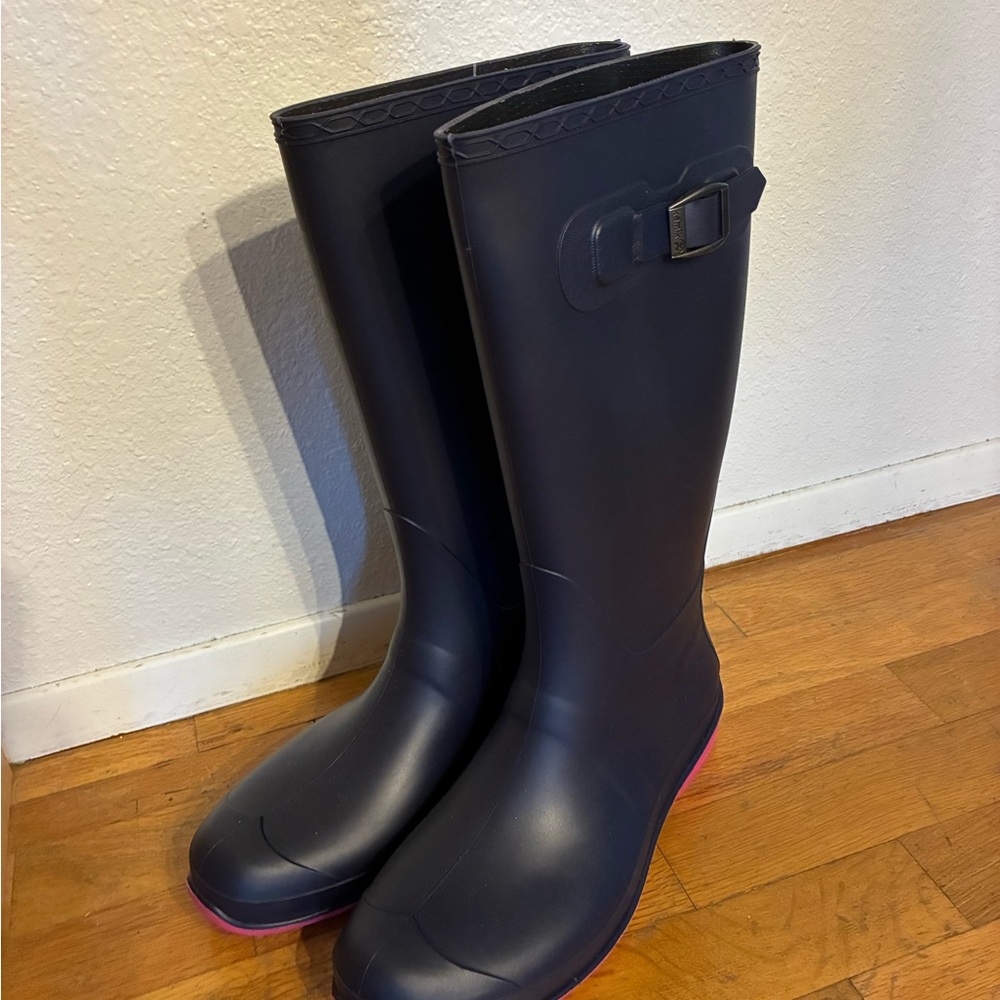 Kamik Blue and Pink Women's Rain Boots